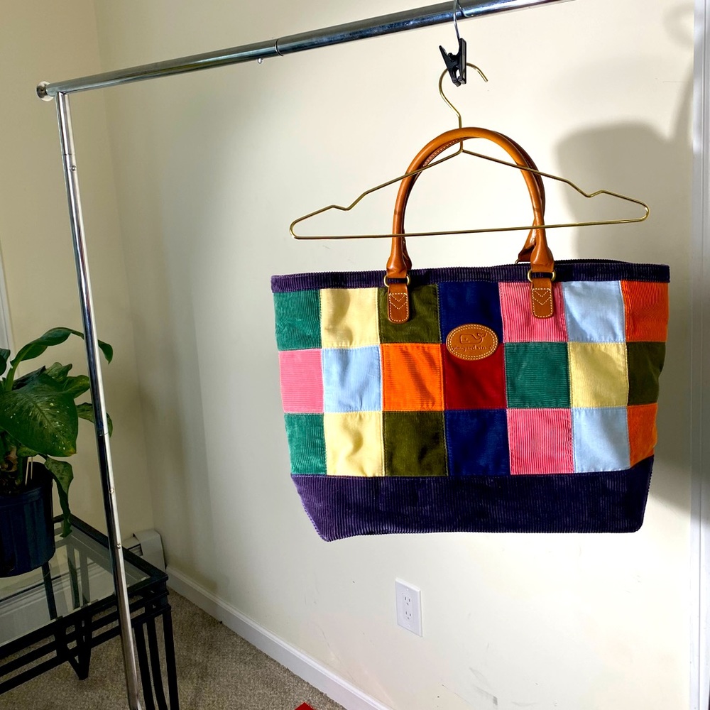 Vineyard vine’s corduroy patchwork bag